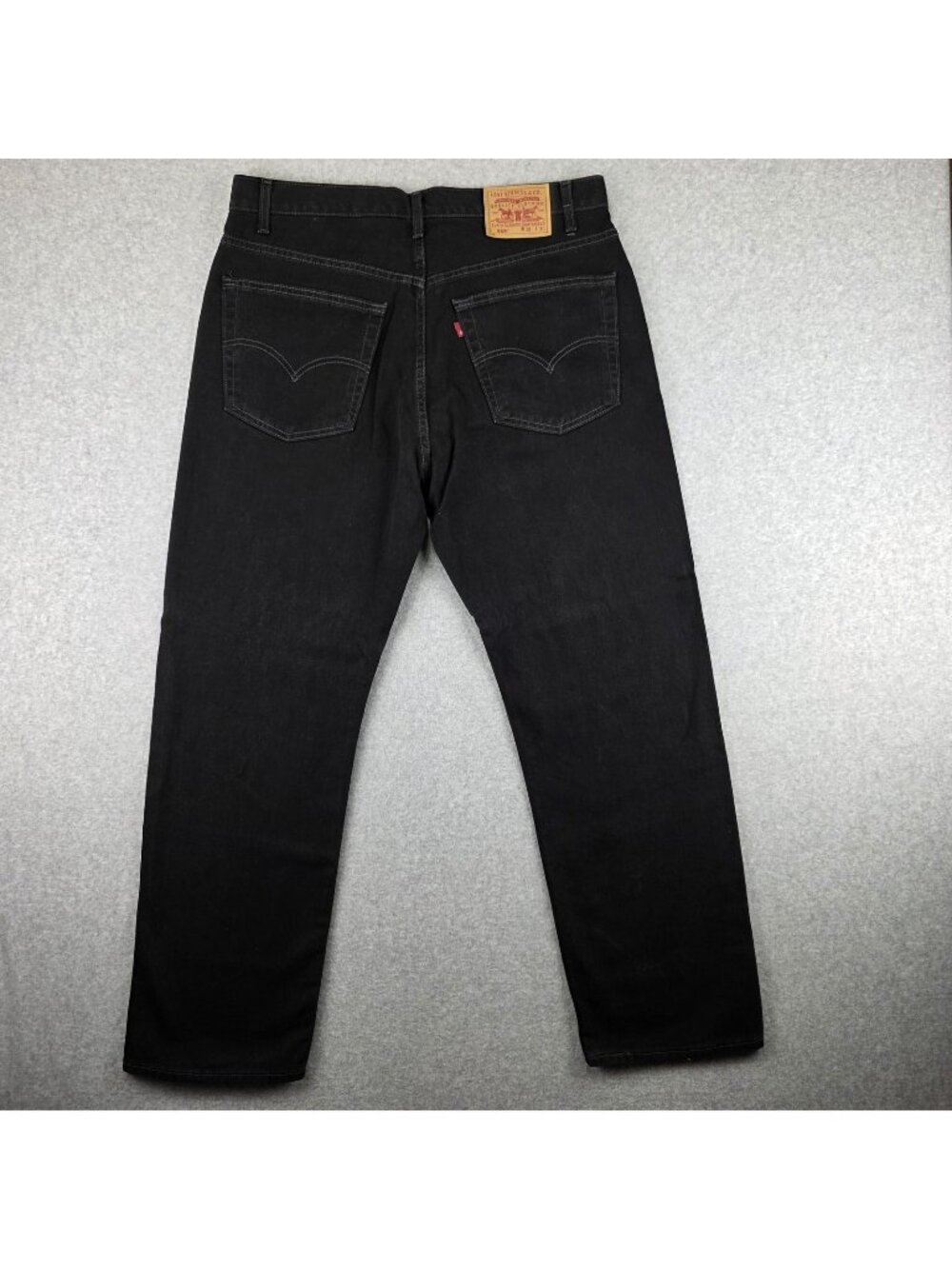 Levi's 505 Jeans Mens 38x30 Black Regular Fit Straight Leg Leather Patch Denim